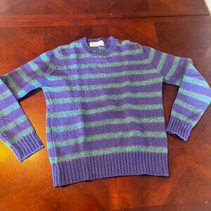 vtg Braemar Scottish wool Sweater Striped Purple Green sz 36 Womens Knitted read